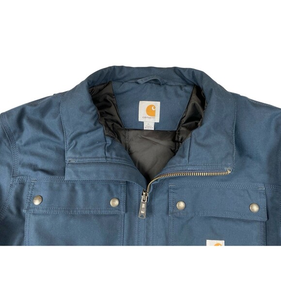 Carhartt Mens Quick Duck Jefferson Traditional Jacket Coat Navy Quilt Lined Sz L - Picture 9 of 16